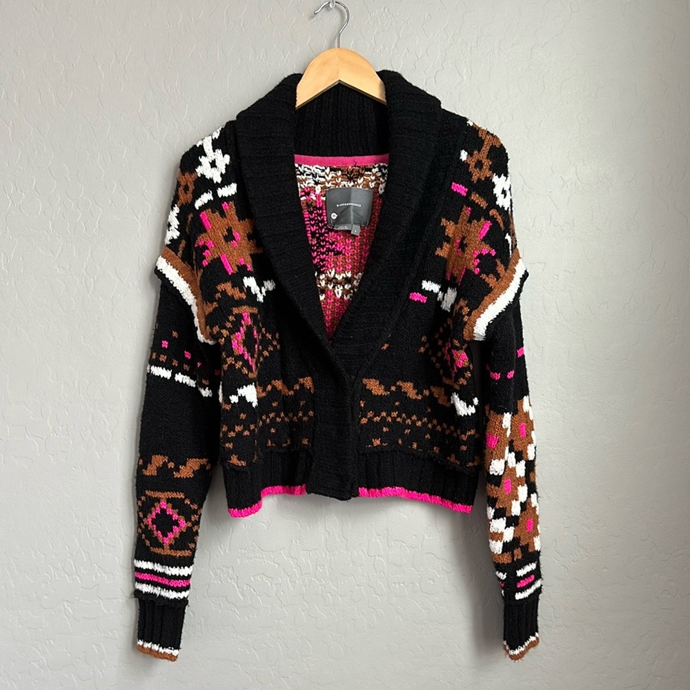 By Anthropologie Neon Collared Cardigan Sweater - Picture 5 of 10